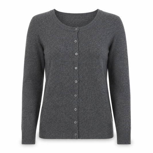 Gap Women Grey S Cashmere Wool Blend Round Neck Button Cardigan