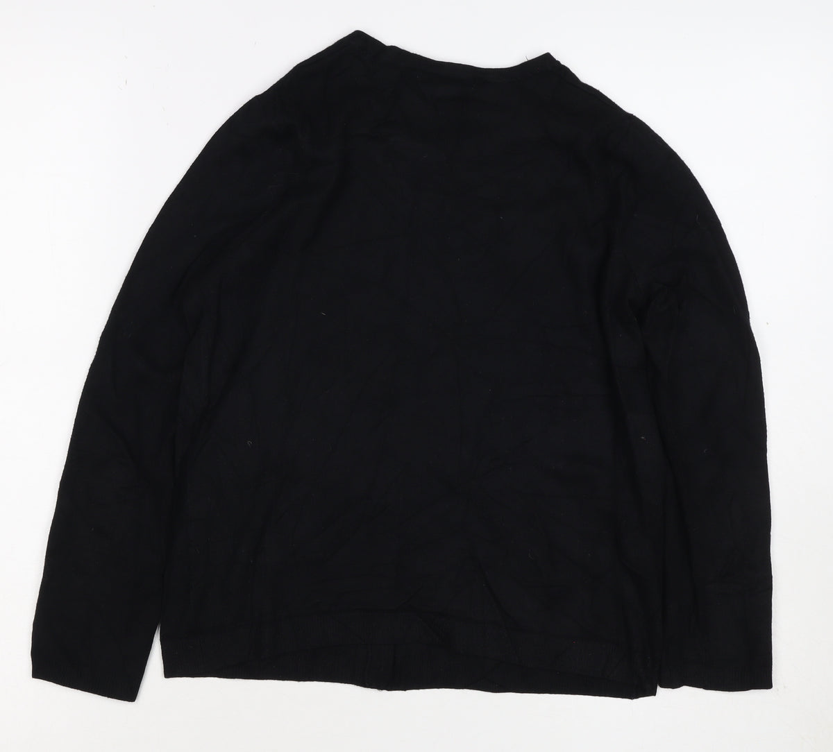 Mango Women Black M Round Neck Button Front Knit Cardigan