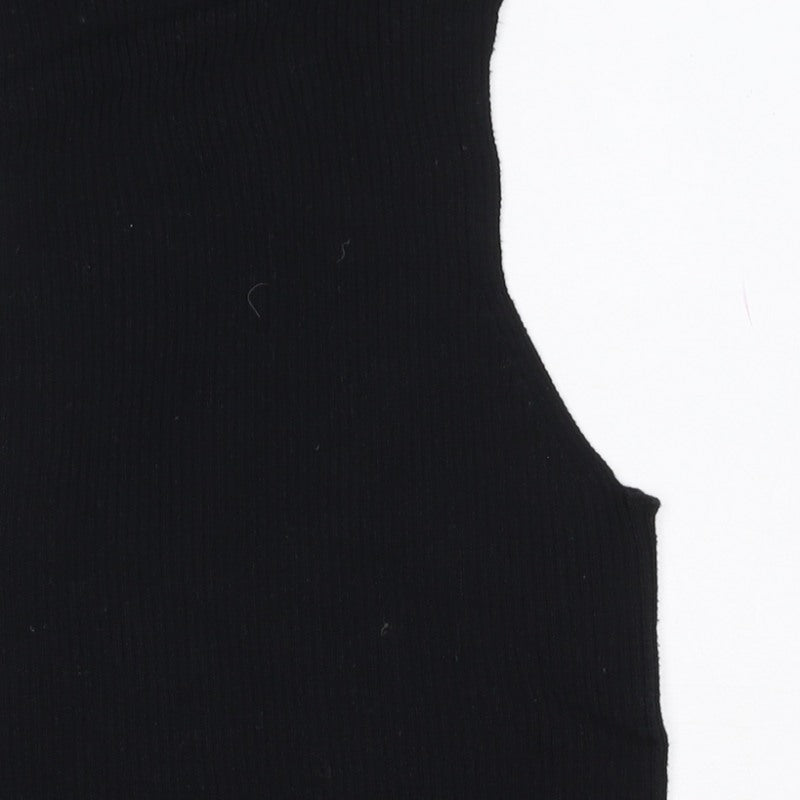 ASOS Design Women Black UK 10 Ribbed Basic Slim Tank Top