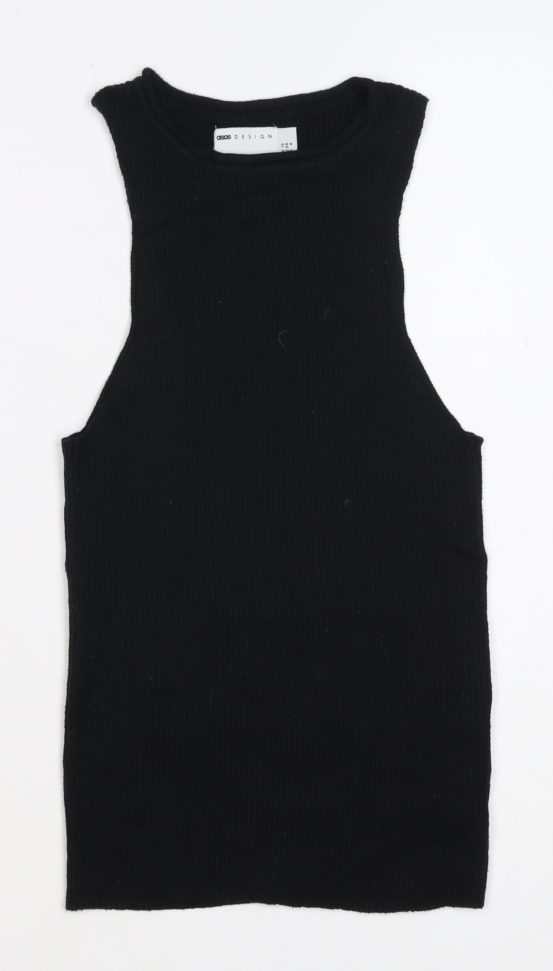 ASOS Design Women Black UK 10 Ribbed Basic Slim Tank Top