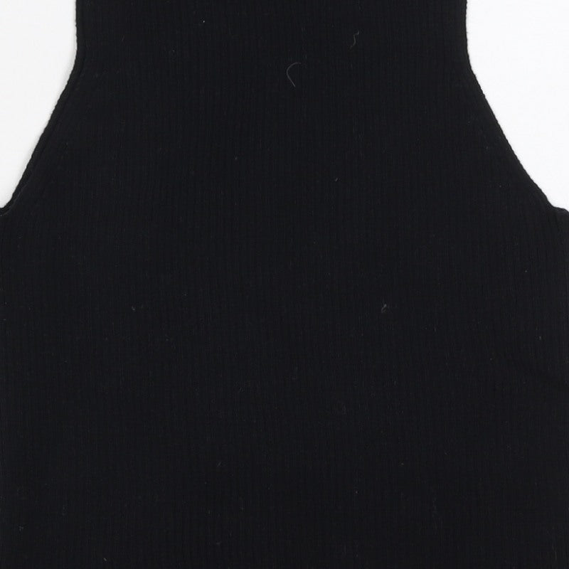 ASOS Design Women Black UK 10 Ribbed Basic Slim Tank Top