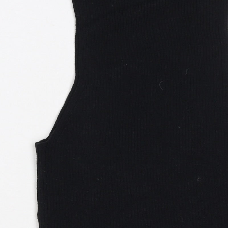 ASOS Design Women Black UK 10 Ribbed Basic Slim Tank Top
