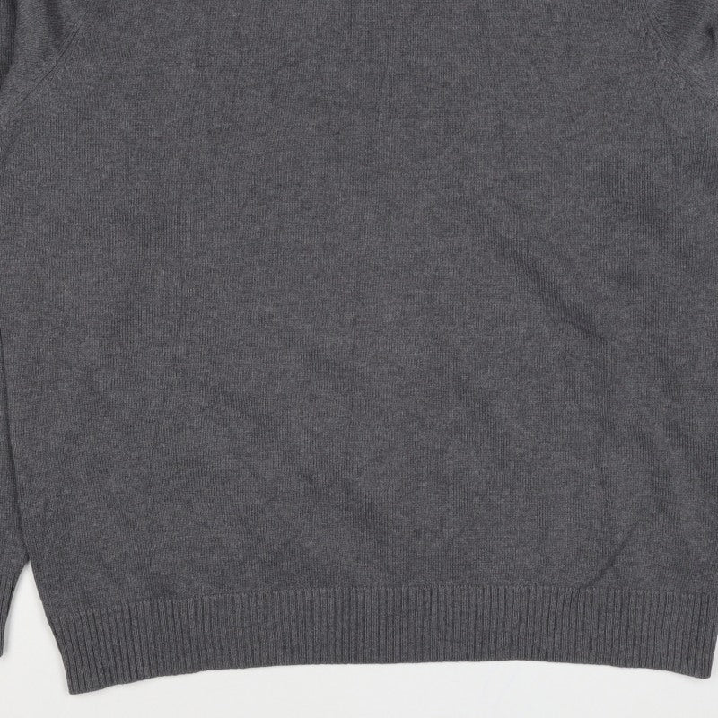Marks and Spencer Men Grey Large Organic Cotton Crew Neck Pullover Jumper