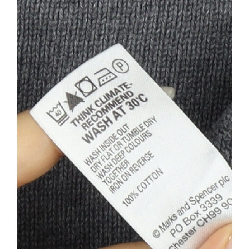 Marks and Spencer Men Grey Large Organic Cotton Crew Neck Pullover Jumper