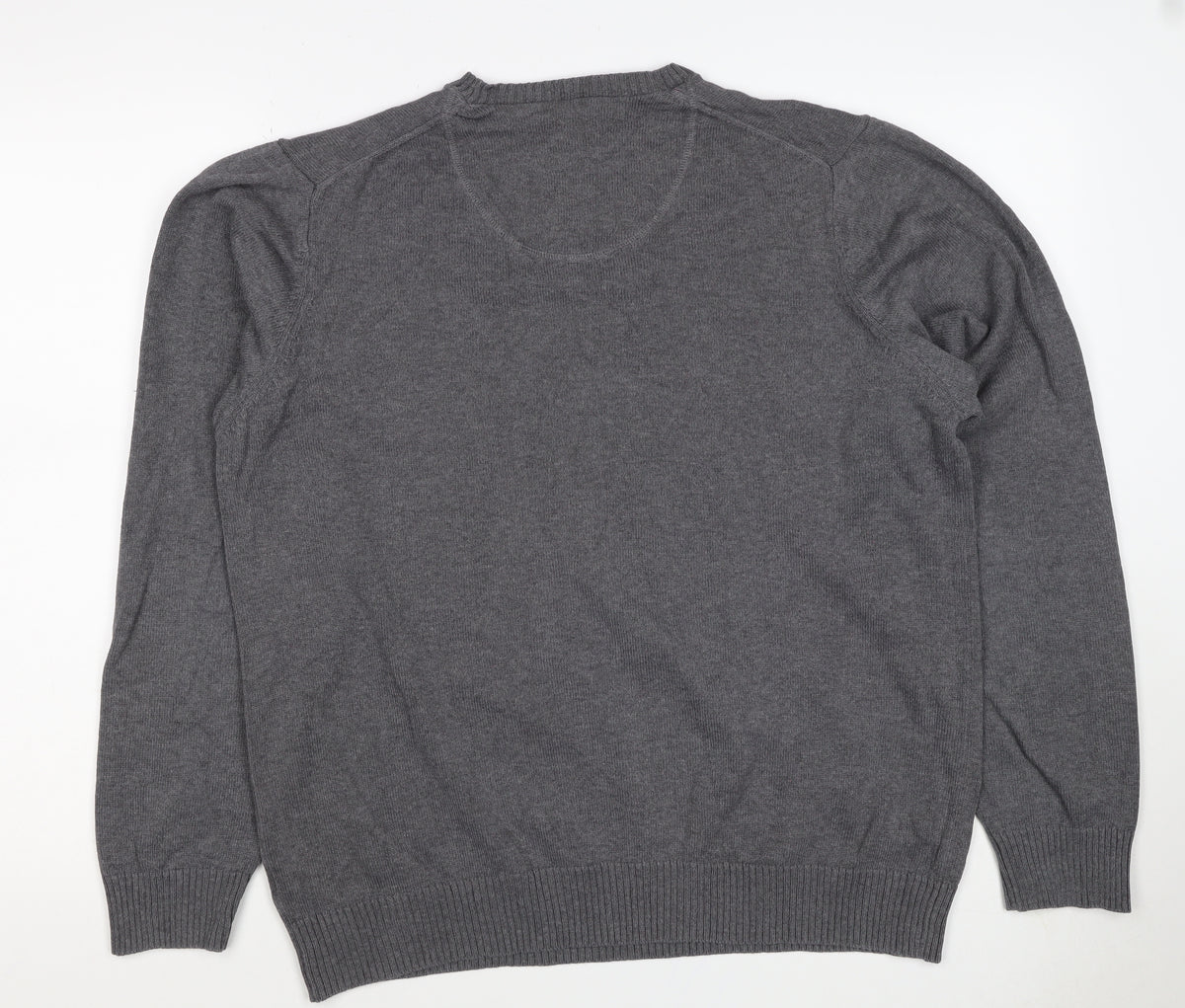 Marks and Spencer Men Grey Large Organic Cotton Crew Neck Pullover Jumper