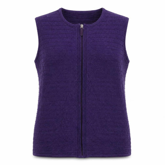 Honor Millburn Women’s Purple UK 14 Sleeveless Full Zip Knit Vest