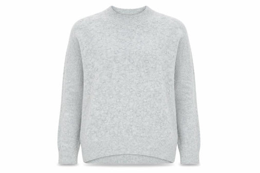 H&M Women Grey UK 6 Textured Knit Crew Neck Long Sleeve Jumper