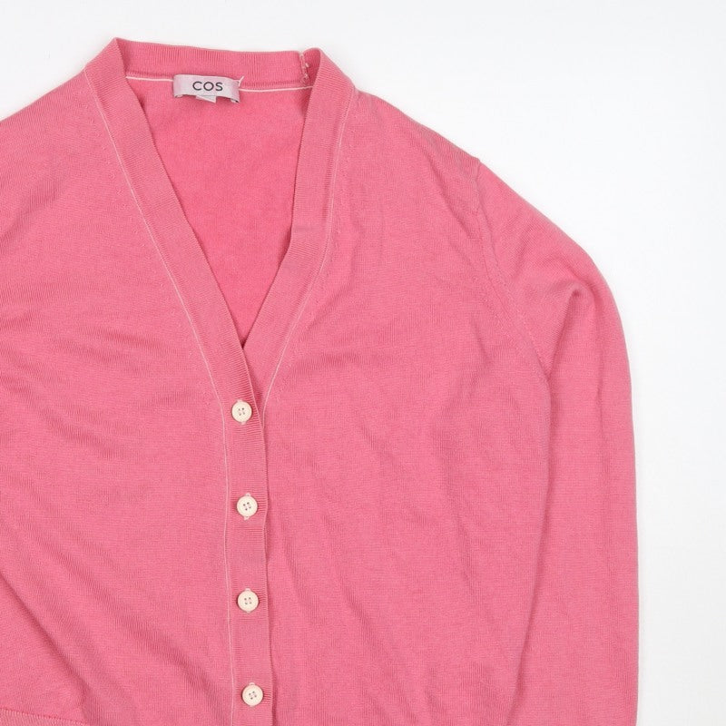 COS Women’s Pink S 100% Wool V-Neck Button Cardigan