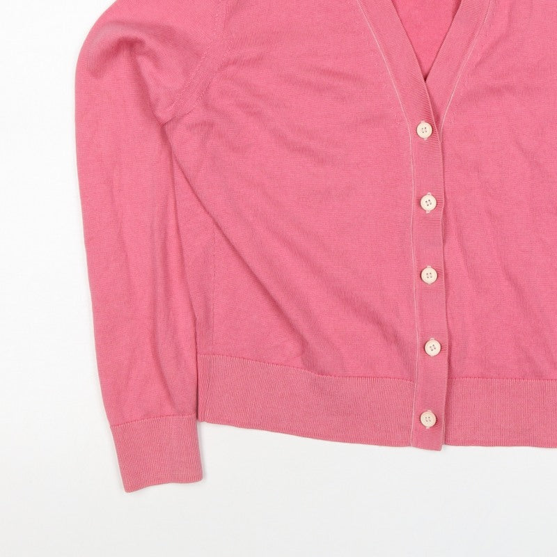 COS Women’s Pink S 100% Wool V-Neck Button Cardigan