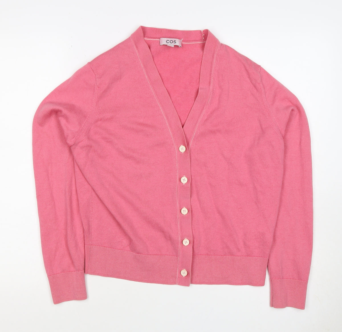 COS Women’s Pink S 100% Wool V-Neck Button Cardigan