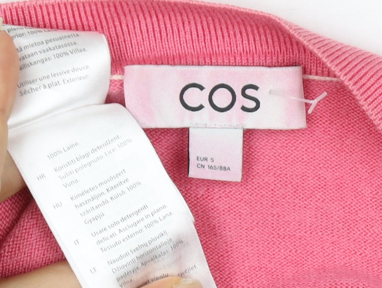 COS Women’s Pink S 100% Wool V-Neck Button Cardigan