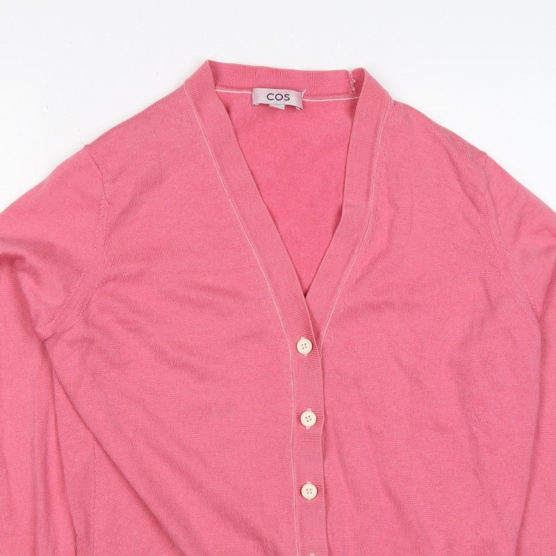 COS Women’s Pink S 100% Wool V-Neck Button Cardigan