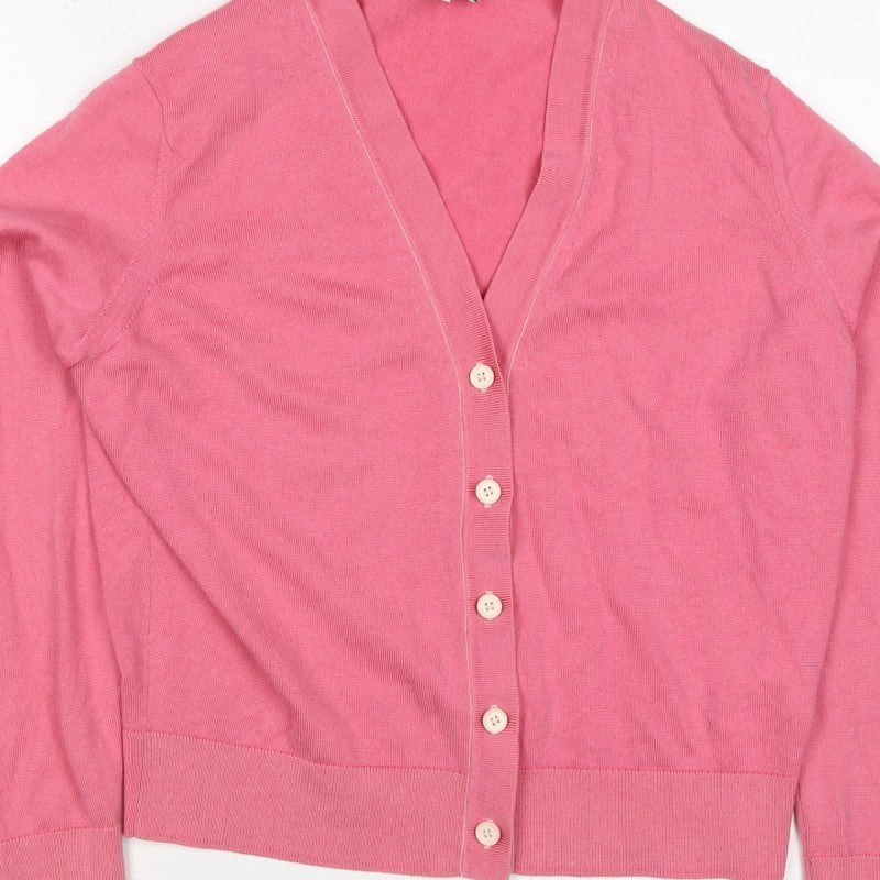 COS Women’s Pink S 100% Wool V-Neck Button Cardigan