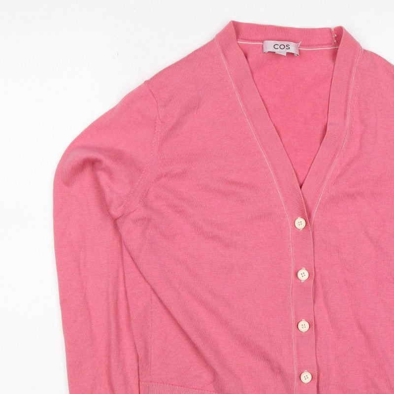 COS Women’s Pink S 100% Wool V-Neck Button Cardigan