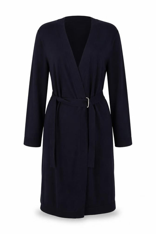 COS Women’s Navy Blue UK 8 Belted Full Zip Long Sleeve Knit Cardigan