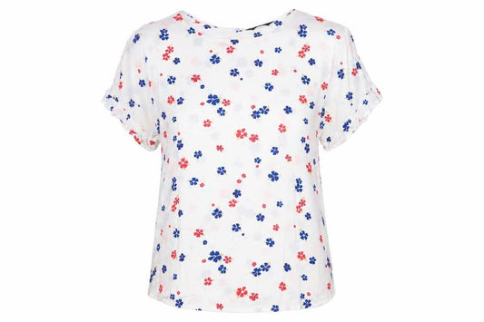 Marks and Spencer Women White Floral Flutter Sleeve Blouse UK 6