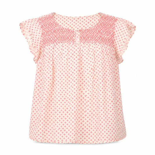 Saint Tropez Women Pink Ivory Geometric Viscose Blouse Size L