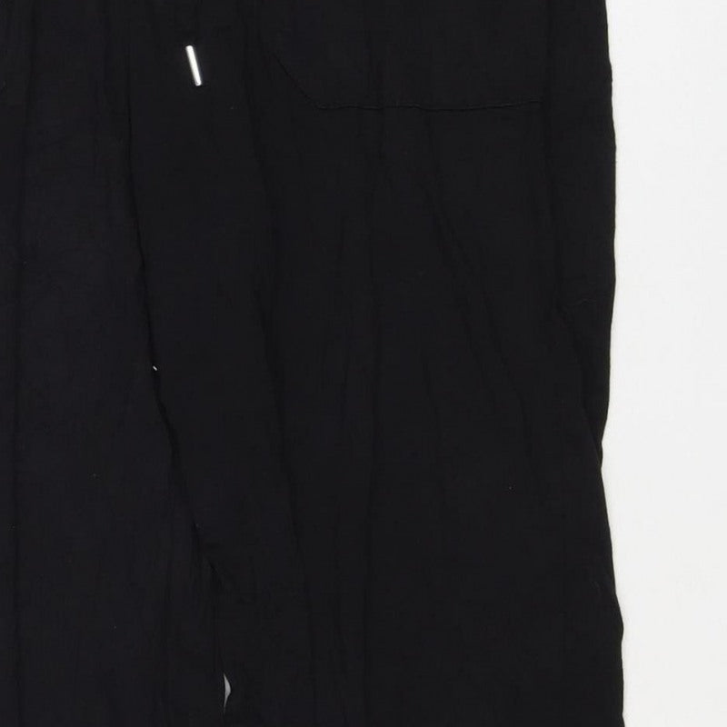 Marks and Spencer Women Black Size 10 Wide Leg Drawstring Trousers