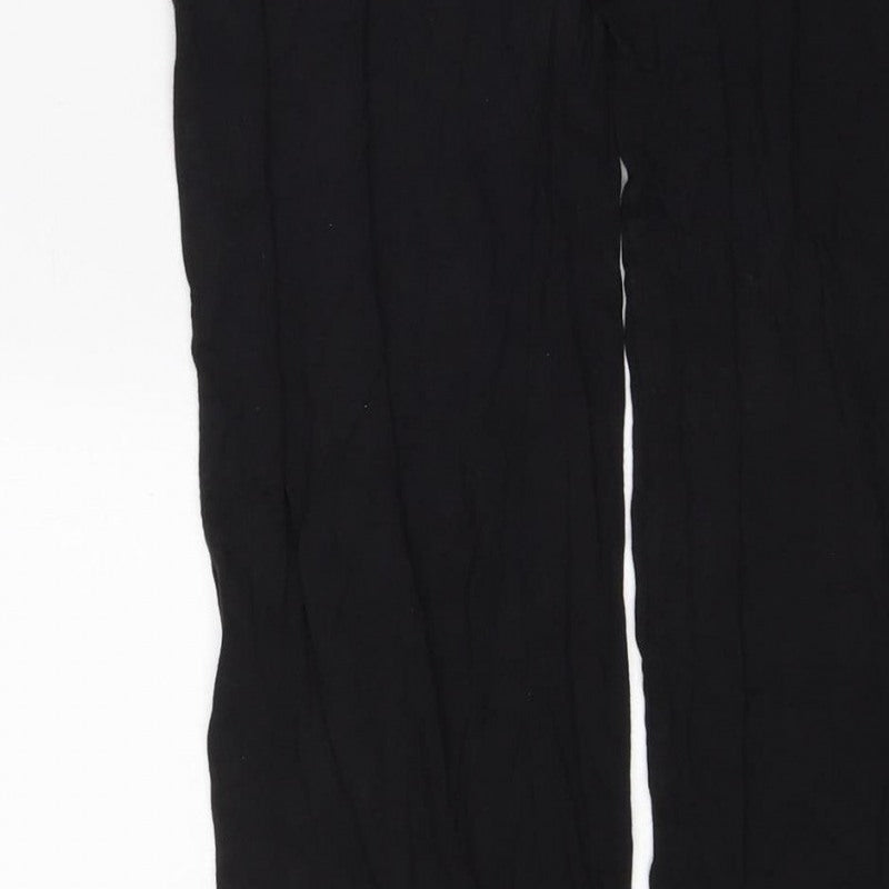 Marks and Spencer Women Black Size 10 Wide Leg Drawstring Trousers