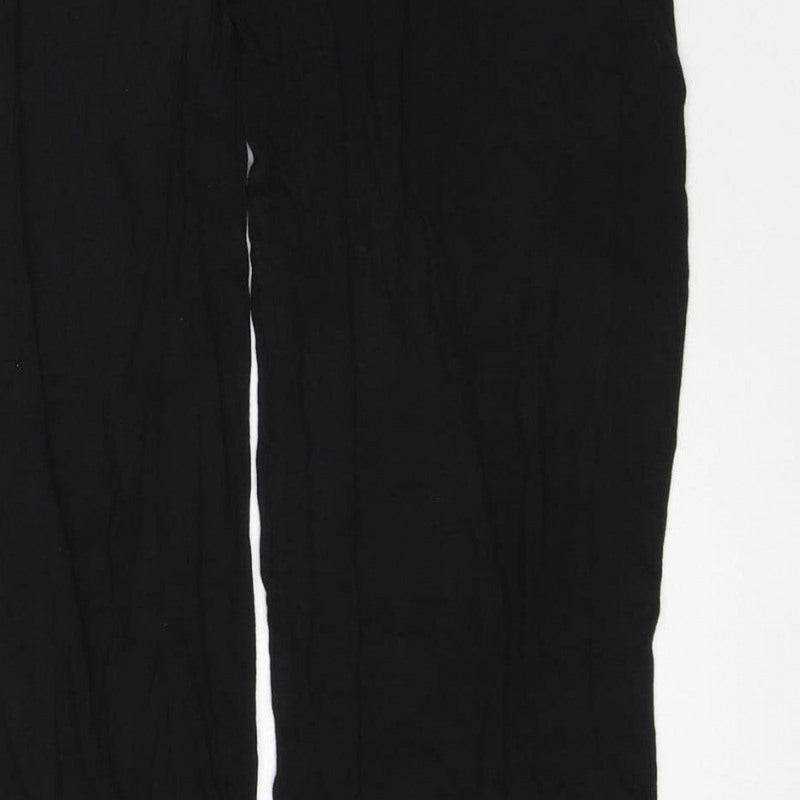 Marks and Spencer Women Black Size 10 Wide Leg Drawstring Trousers