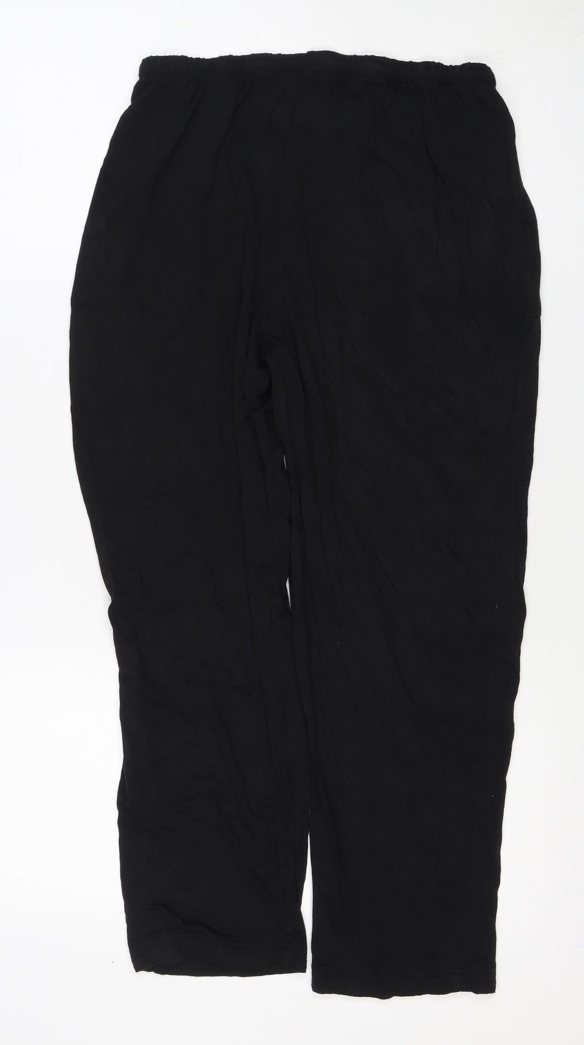 Marks and Spencer Women Black Size 10 Wide Leg Drawstring Trousers