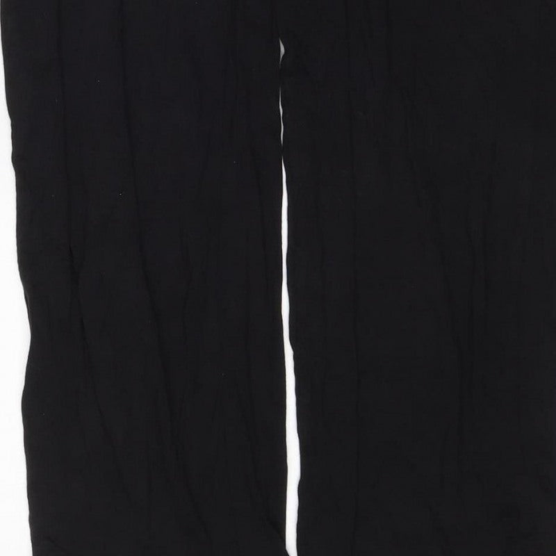 Marks and Spencer Women Black Size 10 Wide Leg Drawstring Trousers