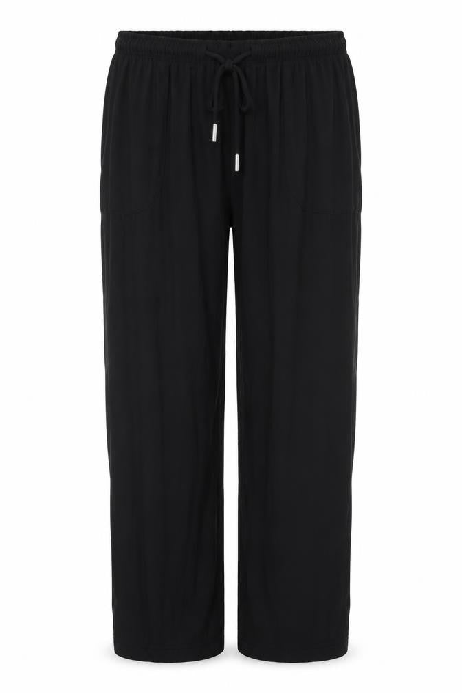 Marks and Spencer Women Black Size 10 Wide Leg Drawstring Trousers