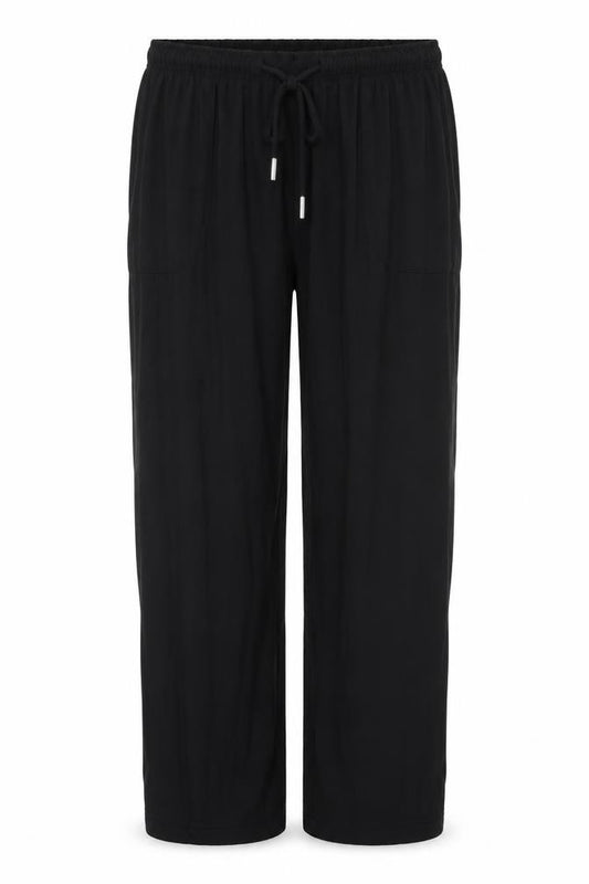 Marks and Spencer Women Black Size 10 Wide Leg Drawstring Trousers