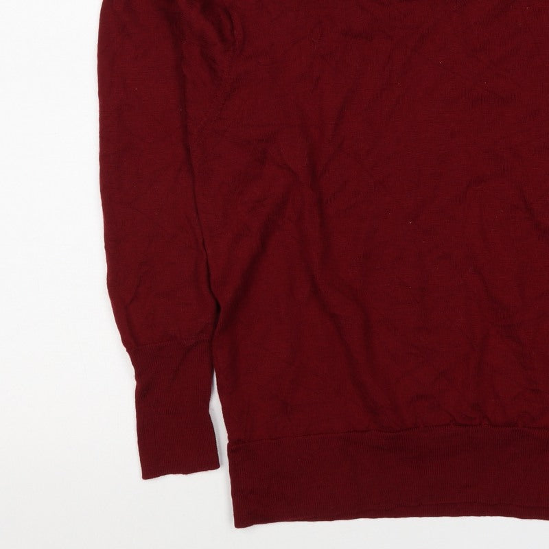 Uniqlo Women’s Red M 100% Wool V-Neck Long Sleeve Pullover Jumper