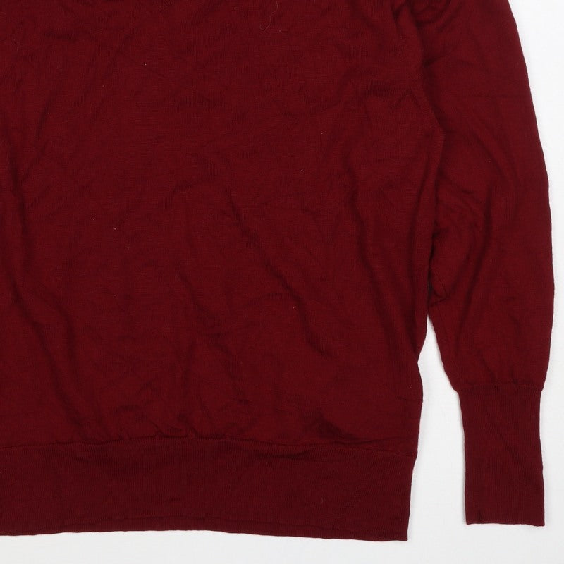 Uniqlo Women’s Red M 100% Wool V-Neck Long Sleeve Pullover Jumper