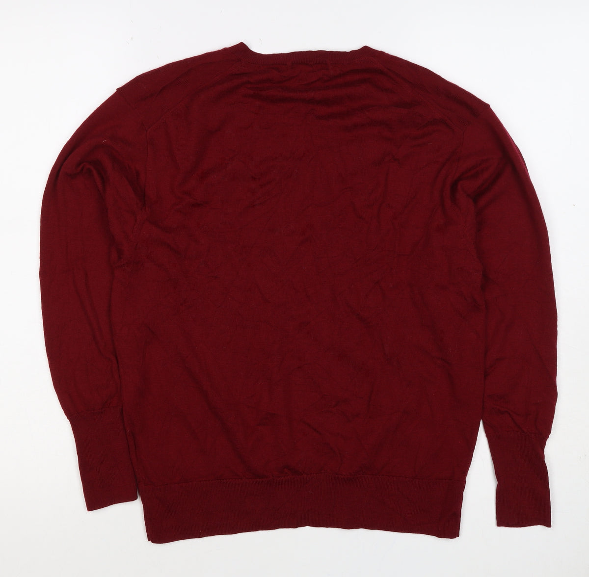 Uniqlo Women’s Red M 100% Wool V-Neck Long Sleeve Pullover Jumper