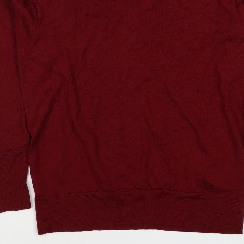 Uniqlo Women’s Red M 100% Wool V-Neck Long Sleeve Pullover Jumper