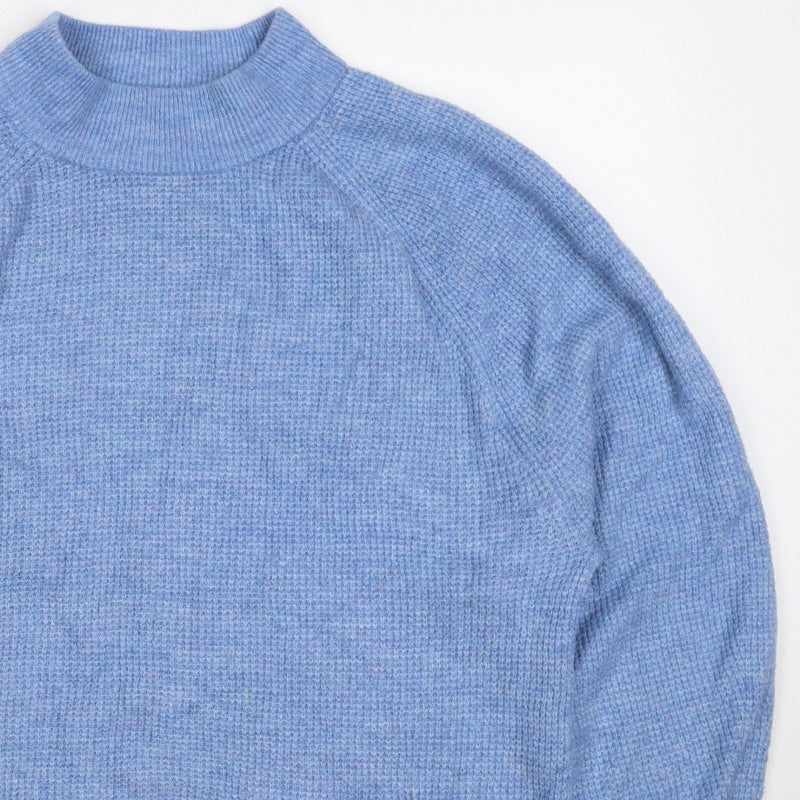 GAP Women’s Blue M Mock Neck Wool Blend Raglan Knit Jumper