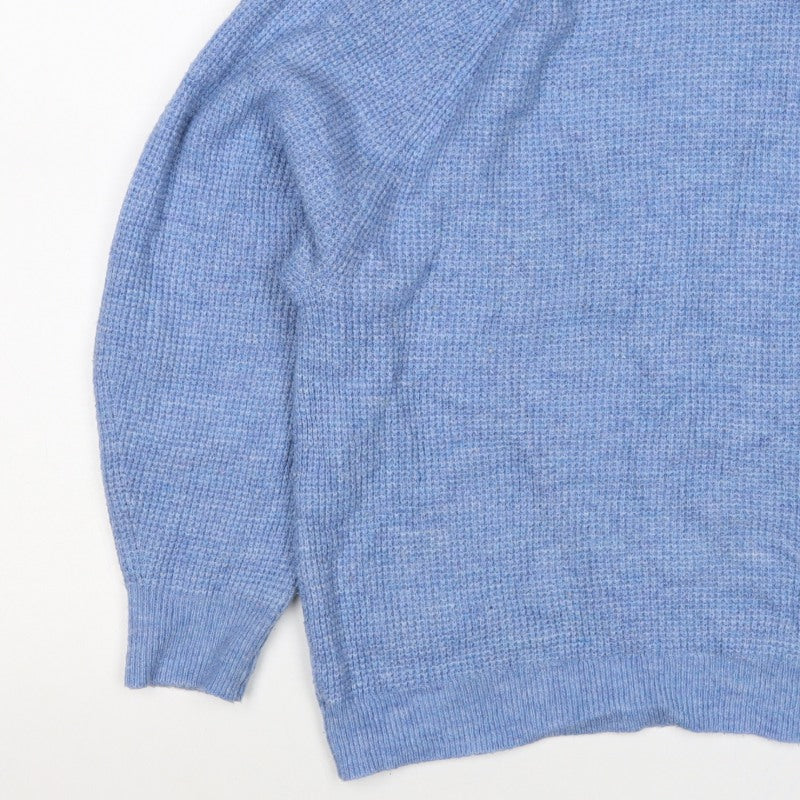 GAP Women’s Blue M Mock Neck Wool Blend Raglan Knit Jumper
