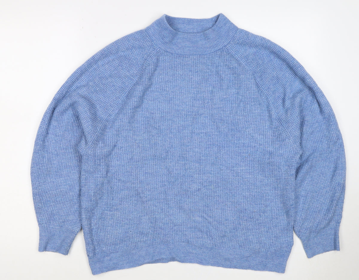 GAP Women’s Blue M Mock Neck Wool Blend Raglan Knit Jumper