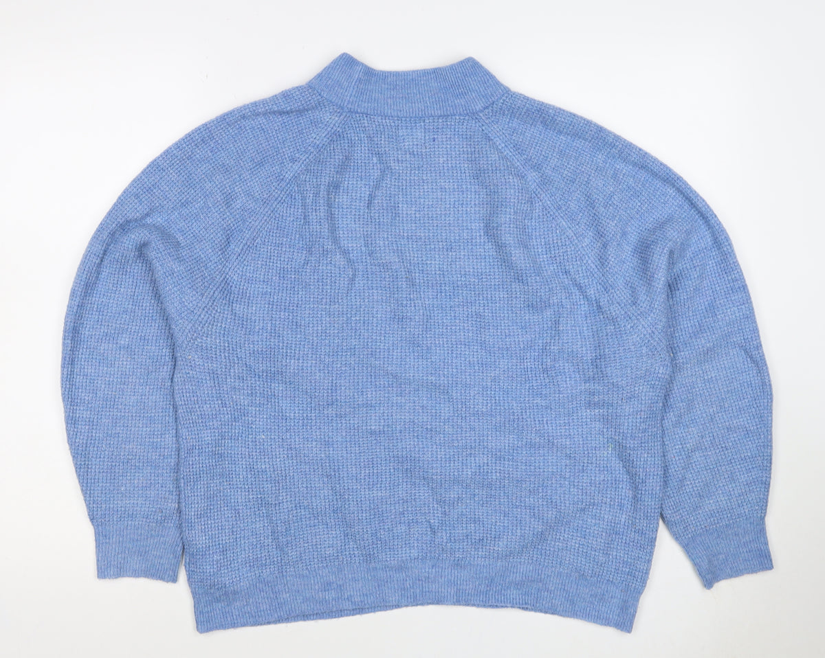 GAP Women’s Blue M Mock Neck Wool Blend Raglan Knit Jumper