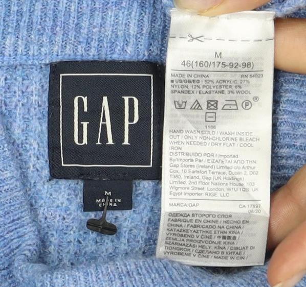 GAP Women’s Blue M Mock Neck Wool Blend Raglan Knit Jumper