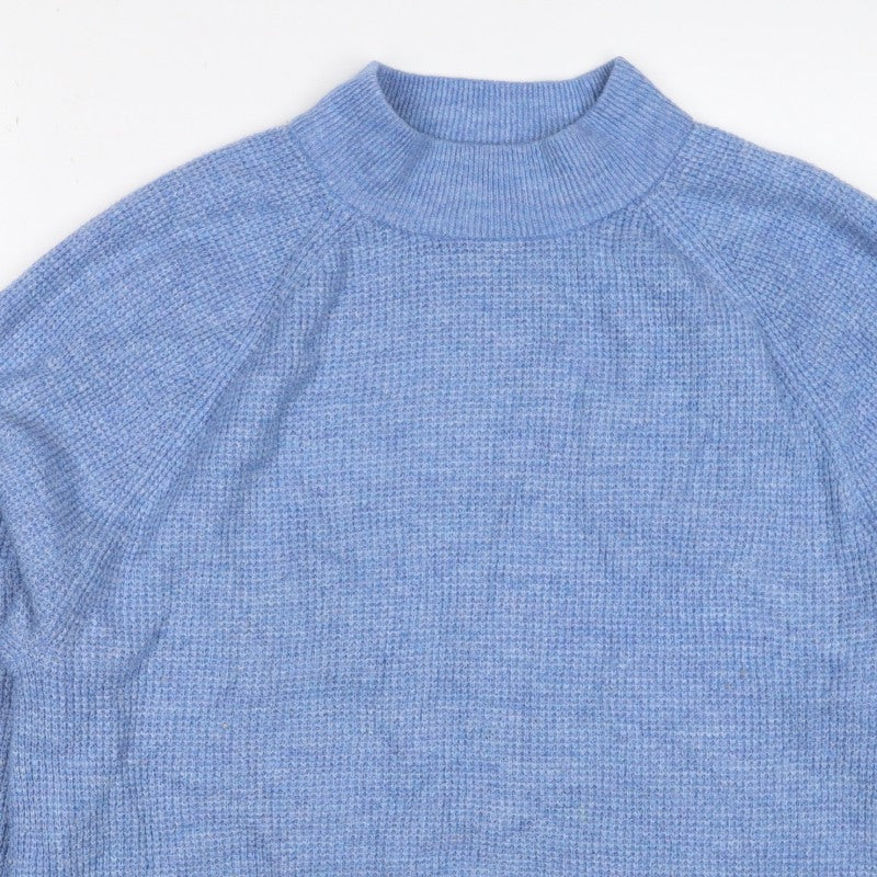 GAP Women’s Blue M Mock Neck Wool Blend Raglan Knit Jumper