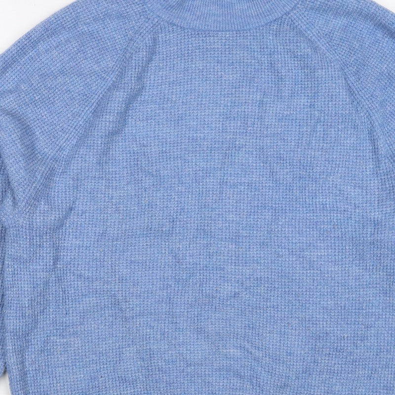 GAP Women’s Blue M Mock Neck Wool Blend Raglan Knit Jumper
