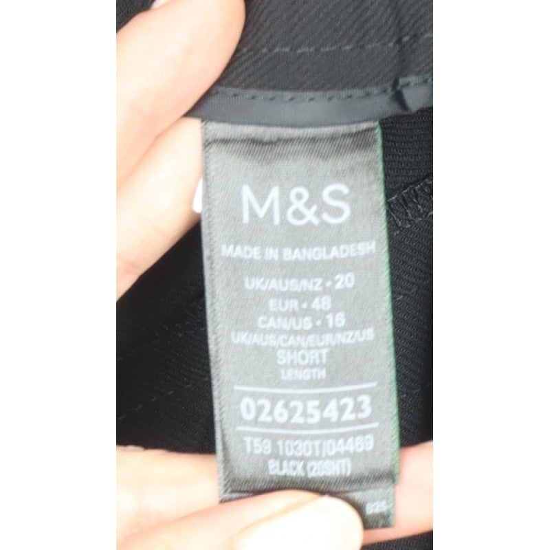 Marks & Spencer Women's Black UK 20 Short Straight Pull-On Trousers