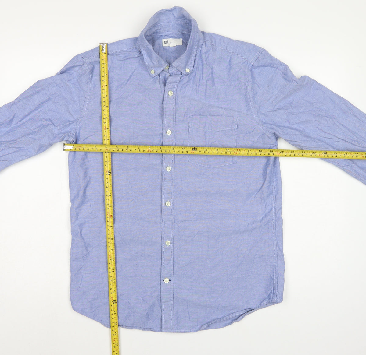 Gap Men Blue M Slim Fit Cotton Button-Down Long Sleeve Shirt