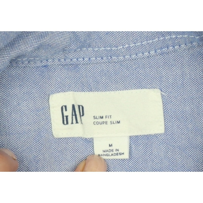 Gap Men Blue M Slim Fit Cotton Button-Down Long Sleeve Shirt