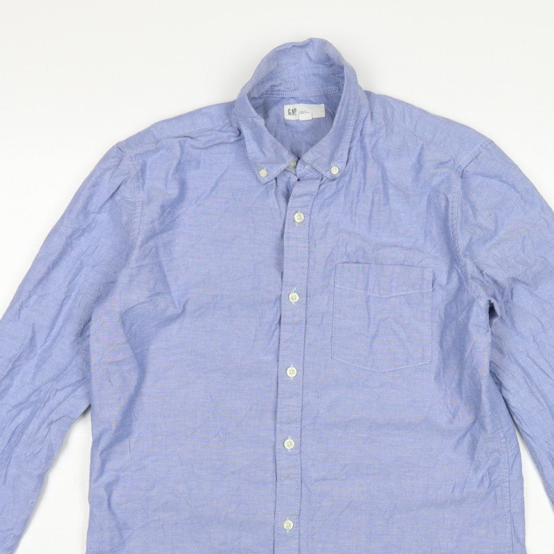 Gap Men Blue M Slim Fit Cotton Button-Down Long Sleeve Shirt