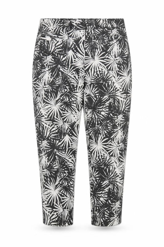 J Jasper Conran Women’s Black White Tropical Print Ankle Trousers UK 16