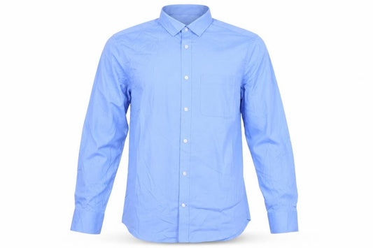 Marks and Spencer Men Blue 15in Regular Fit Long Sleeve Dress Shirt