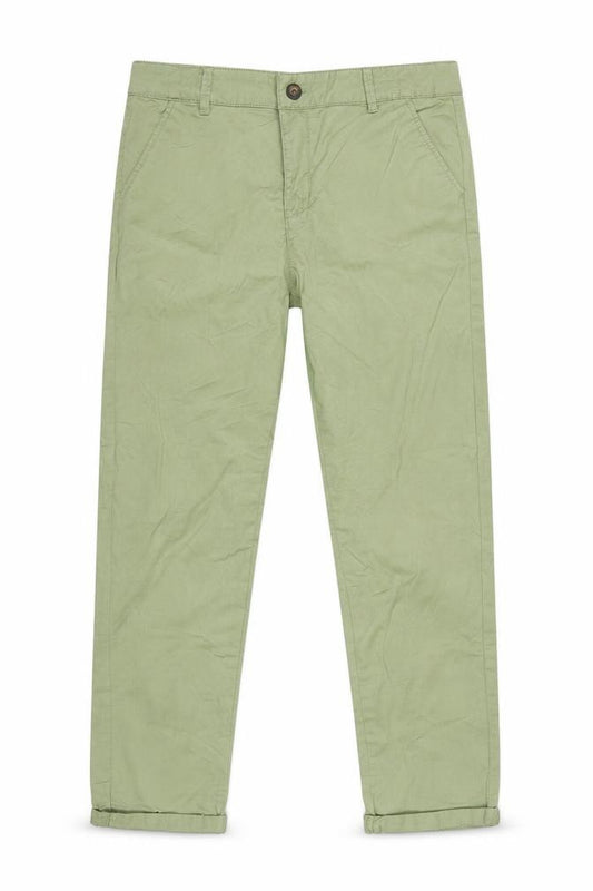 M&S Boys Green Chino Trousers 13-14 Years Slim Stretch Cotton