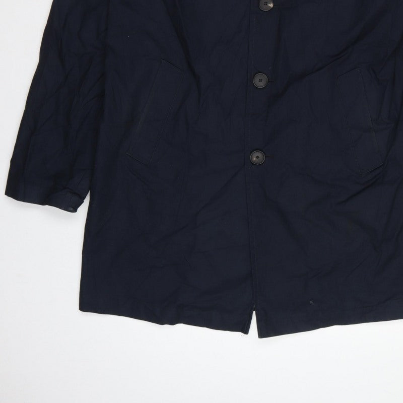 Jigsaw Men’s Navy Blue L Reversible Long Trench Coat Buttoned