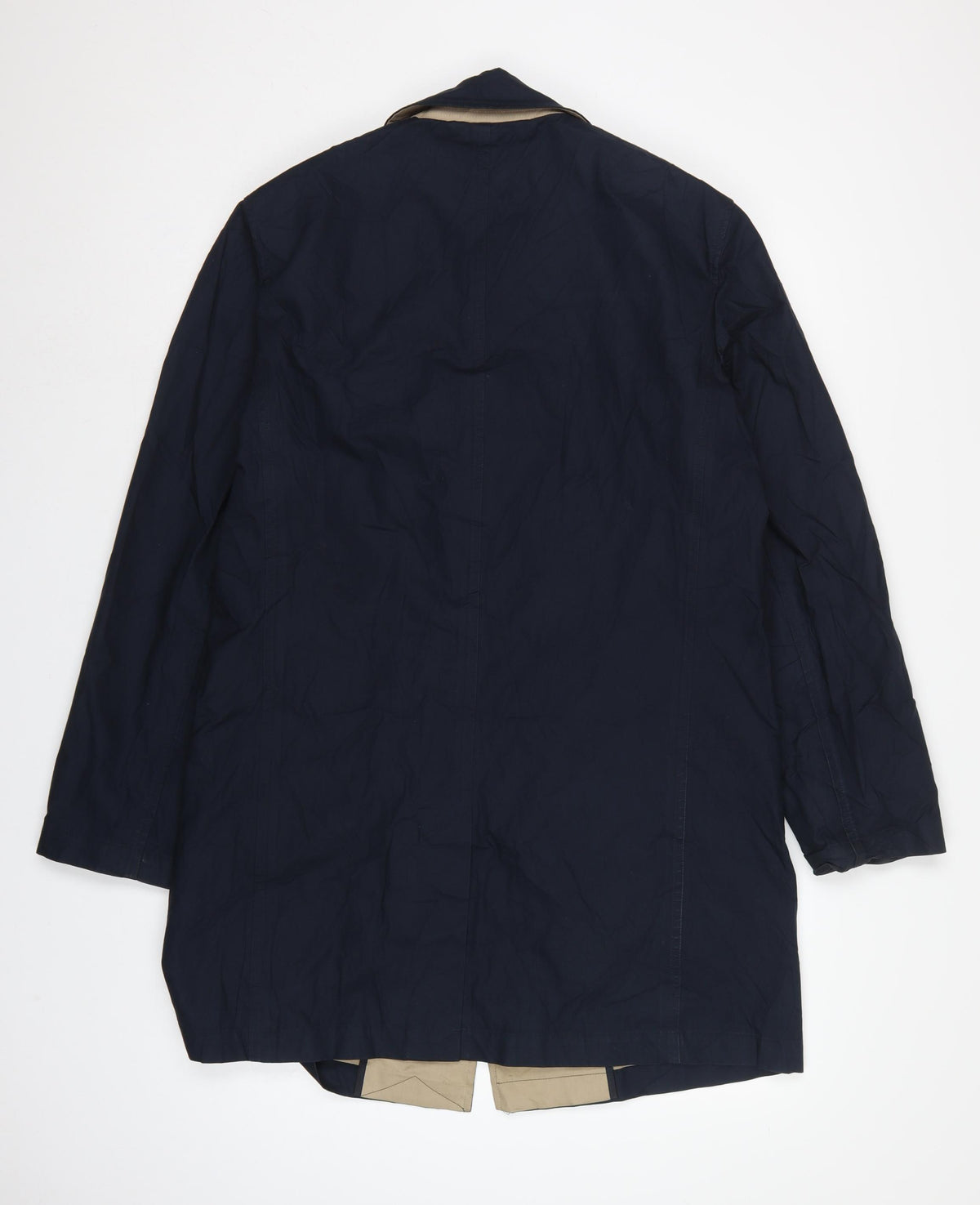 Jigsaw Men’s Navy Blue L Reversible Long Trench Coat Buttoned