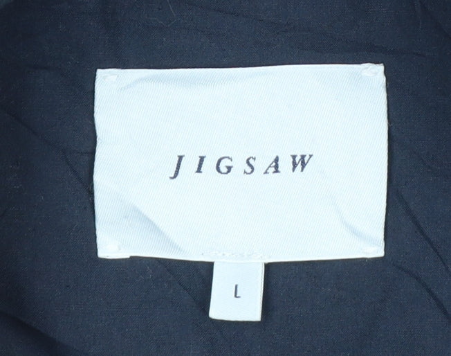 Jigsaw Men’s Navy Blue L Reversible Long Trench Coat Buttoned