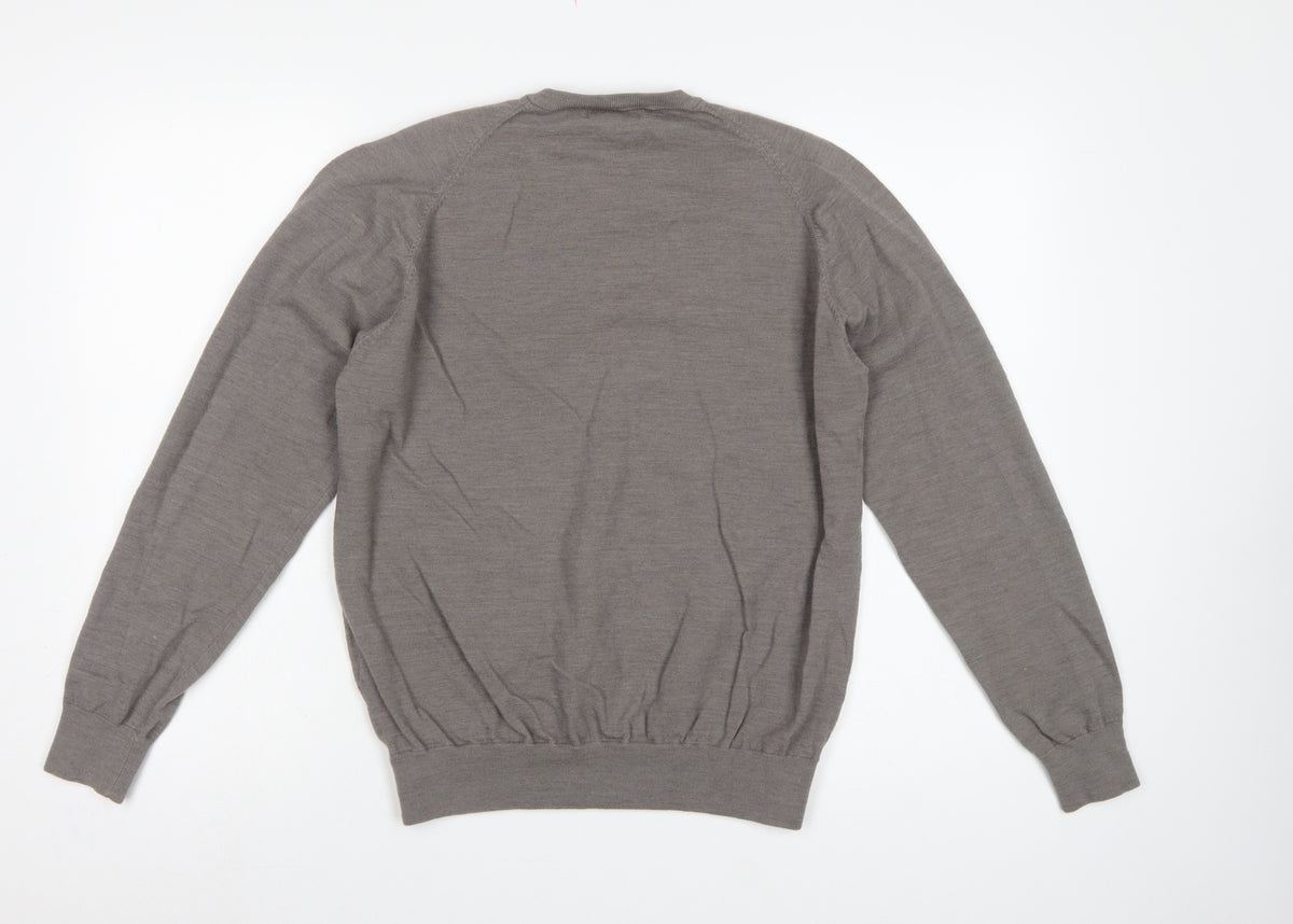 Nicole Farhi Men’s Grey Wool Blend Crew Neck Pullover Jumper L